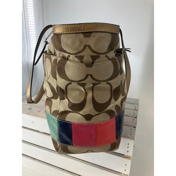 COACH F15587 SIGNATURE PIRNT CANVAS MUTI TRIM DIAPER BAG - Picture 6 of 16